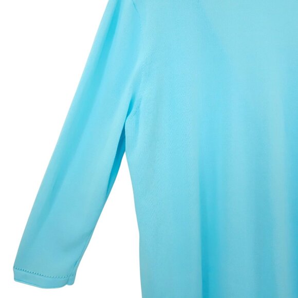 Chicos Cardigan Womens 2 US L Single Button Lightweight Stretch V Neck Aqua Blue - Picture 15 of 16